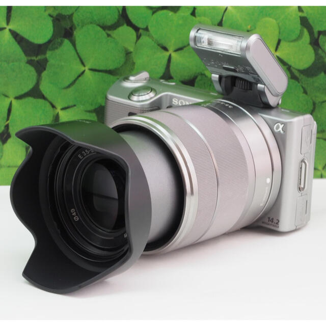 美品】スマホへ転送も可能 ⭐️NEX-5 望遠レンズキット 人気のシルバー-