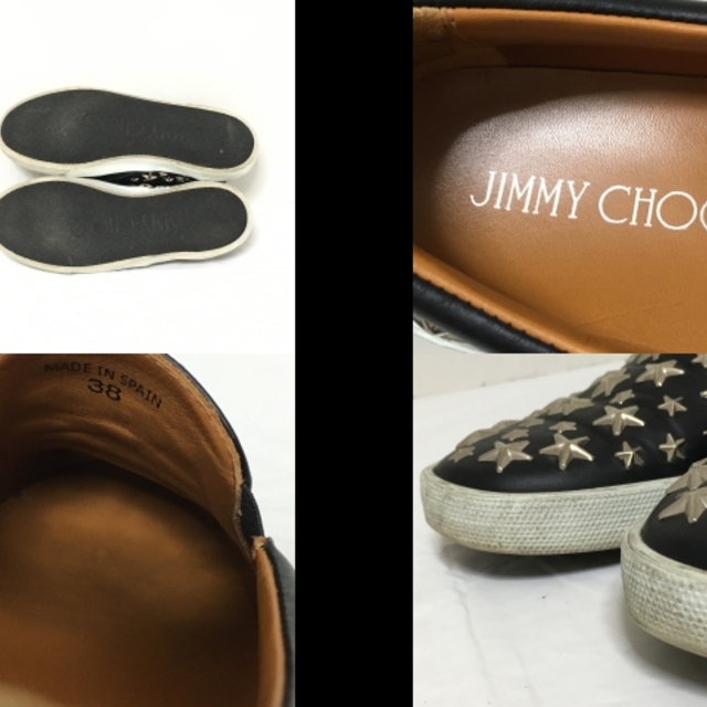 JIMMY CHOO(ジミーチュウ)のジミーチュウ 38 レディース 黒×シルバー レディースの靴/シューズ(その他)の商品写真