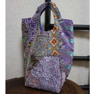 マライカ(MALAIKA)の♪m's select♪オールドサリーパッチワーク♪トートバッグ♪古布刺繍(トートバッグ)