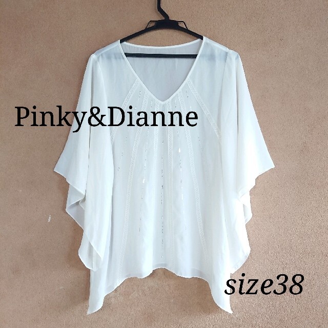 Pinky&Dianne シフォンブラウス ビーズ刺繍  ホワイト 38サイズ