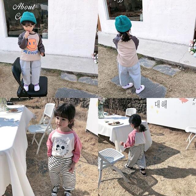 韓国　子供服　長袖　Tシャツ　90　100　110　男女兼用 キッズ/ベビー/マタニティのキッズ服女の子用(90cm~)(Tシャツ/カットソー)の商品写真