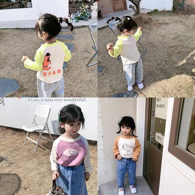 韓国　子供服　長袖　Tシャツ　90　100　110　男女兼用 キッズ/ベビー/マタニティのキッズ服女の子用(90cm~)(Tシャツ/カットソー)の商品写真