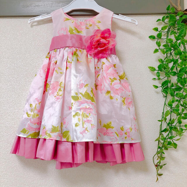 花柄　ピンク　ドレス キッズ/ベビー/マタニティのベビー服(~85cm)(セレモニードレス/スーツ)の商品写真