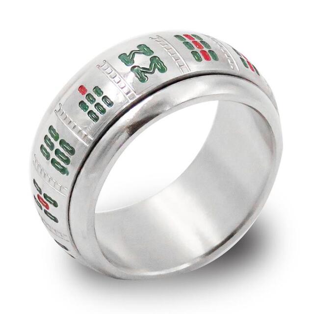 指輪 メンズ リング 麻雀牌 九蓮宝燈 360度回転 ステンレス シルバー ◎ メンズのアクセサリー(リング(指輪))の商品写真