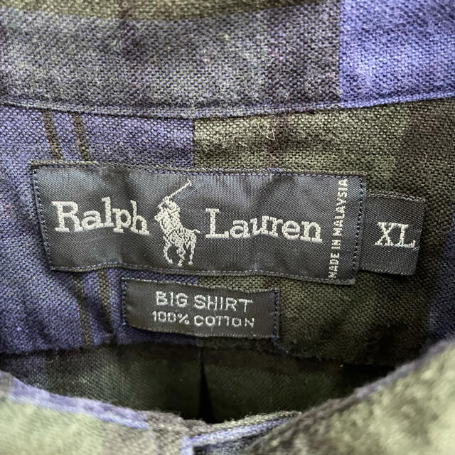 POLO RALPH LAUREN(ポロラルフローレン)の90s ラルフローレン BDシャツ　ブラックウォッチ柄　ゆるだぼ　刺繍ロゴ メンズのトップス(シャツ)の商品写真
