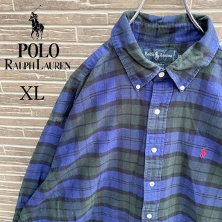 ポロラルフローレン(POLO RALPH LAUREN)の90s ラルフローレン BDシャツ　ブラックウォッチ柄　ゆるだぼ　刺繍ロゴ(シャツ)