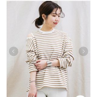 カプリシューレマージュ(CAPRICIEUX LE'MAGE)のCAPRICIEUX LE'MAGE 肩スリットボーダーTシャツ(Tシャツ(長袖/七分))