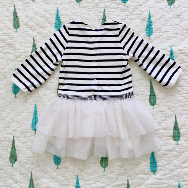 PETIT BATEAU(プチバトー)の♡美品♡プチバトー♡ボーダーチュールワンピース♡ キッズ/ベビー/マタニティのベビー服(~85cm)(ワンピース)の商品写真