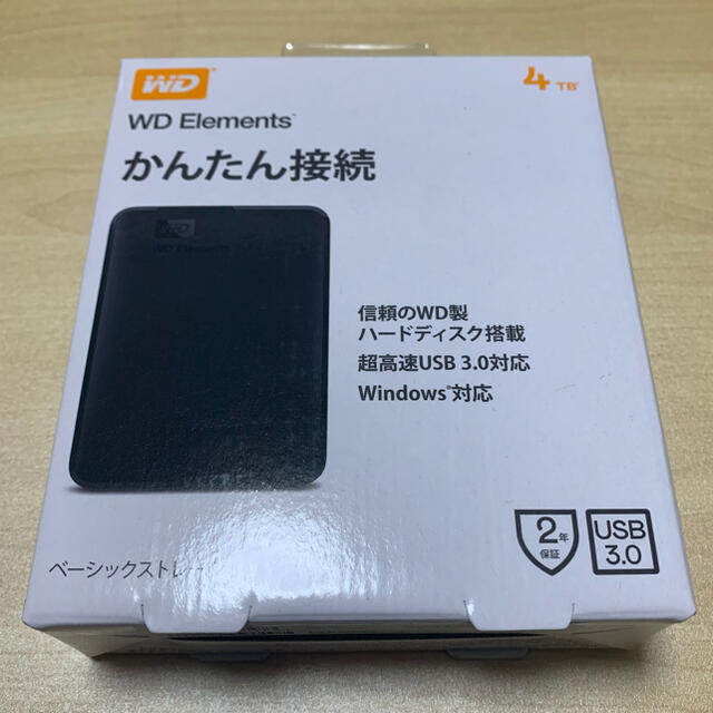 新品 WD HDD ポータブルハードディスク 4TB USB3.0PC/タブレット