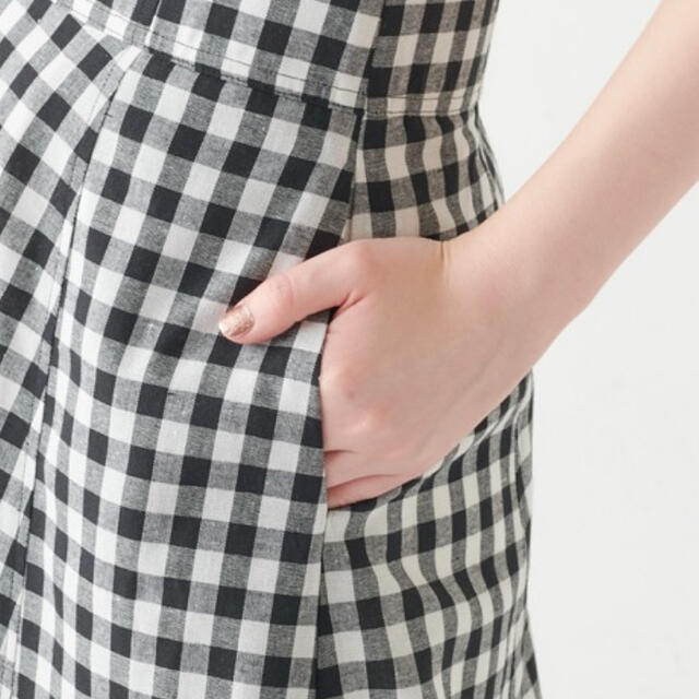 natural couture(ナチュラルクチュール)のnationalcouture ハイウエスト綿麻フレアスカート チェック レディースのスカート(ロングスカート)の商品写真