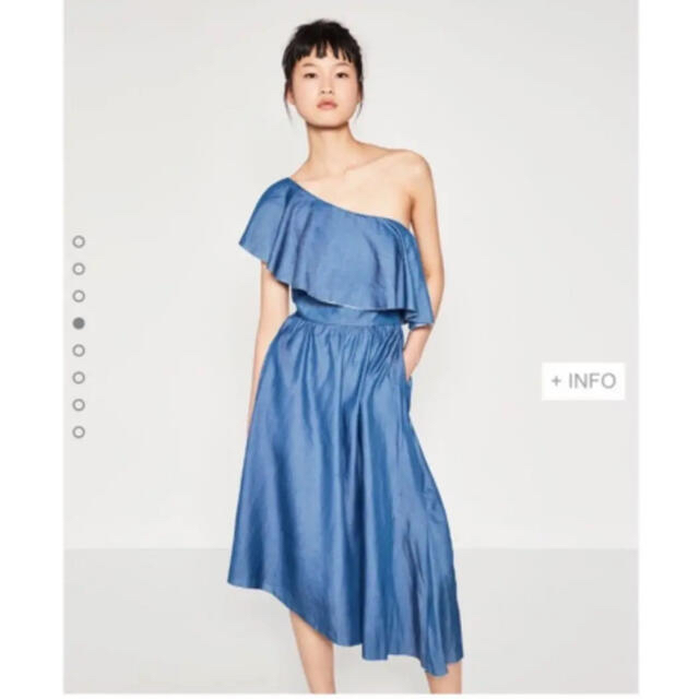 ダークブラウン 茶色 ZARA ワンピース デニム アシンメトリー 通販 ZARA ザラ プレミアムデニム コレクション 半袖 ワンピース