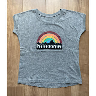 パタゴニア(patagonia)のpatagonia ガールズ　Tシャツ レインボー　グレー　S 7〜8歳　美品！(Tシャツ/カットソー)