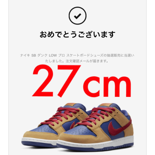 【27センチ】SNKRS購入 NIKE SB DUNK LOW PRO ダンク