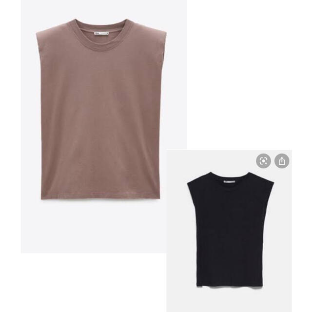 zara 肩パッド　Tシャツ　ブラウン　ブラック　セット