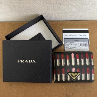 新品 PRADAプラダ リップスティック柄 二つ折り財布 黒