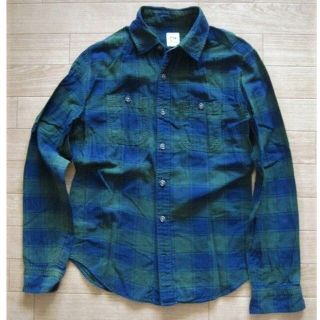 ギャップ(GAP)のＧＡＰ）青緑チェック柄（メンズＸＸＳ）長袖シャツ☆春セール(シャツ)