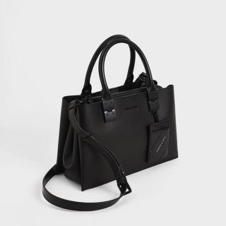 チャールズアンドキース(Charles and Keith)の【新品開封のみ】チャールズ&キース　ダブルトップハンドル ストラクチャードバッグ(ショルダーバッグ)