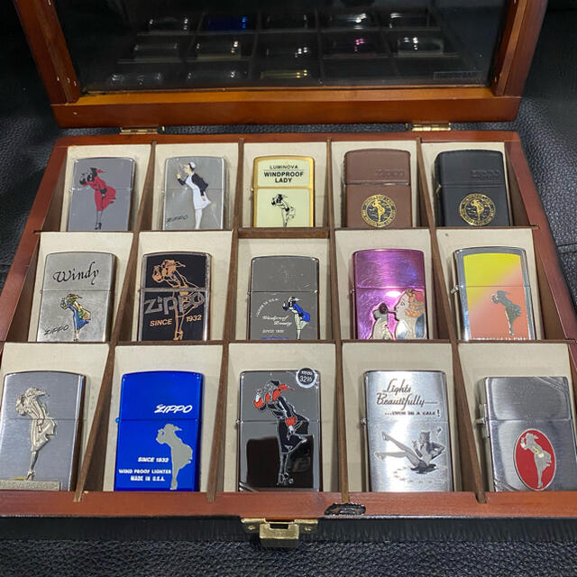 ZIPPO】WINDY ウィンディ 15点まとめ売り 木製コレクションケース付-