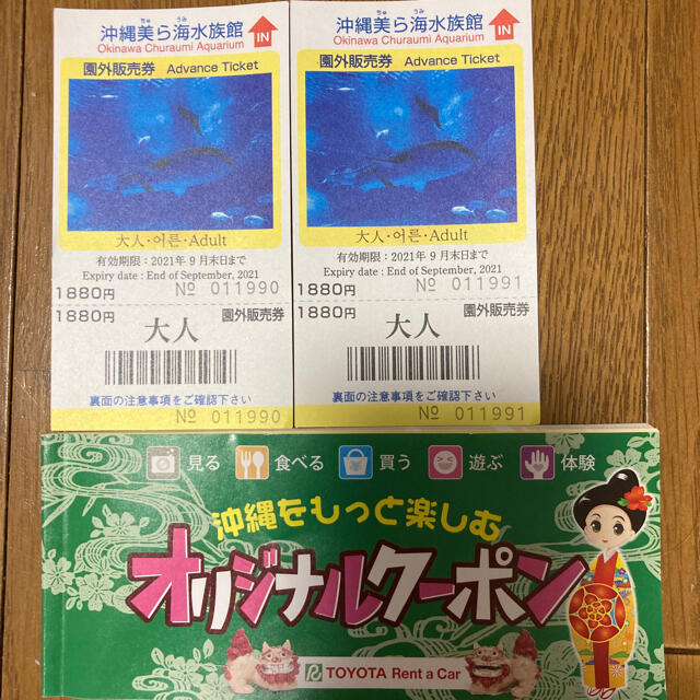 美ら海水族館　大人2枚+オリジナルクーポン チケットの施設利用券(水族館)の商品写真