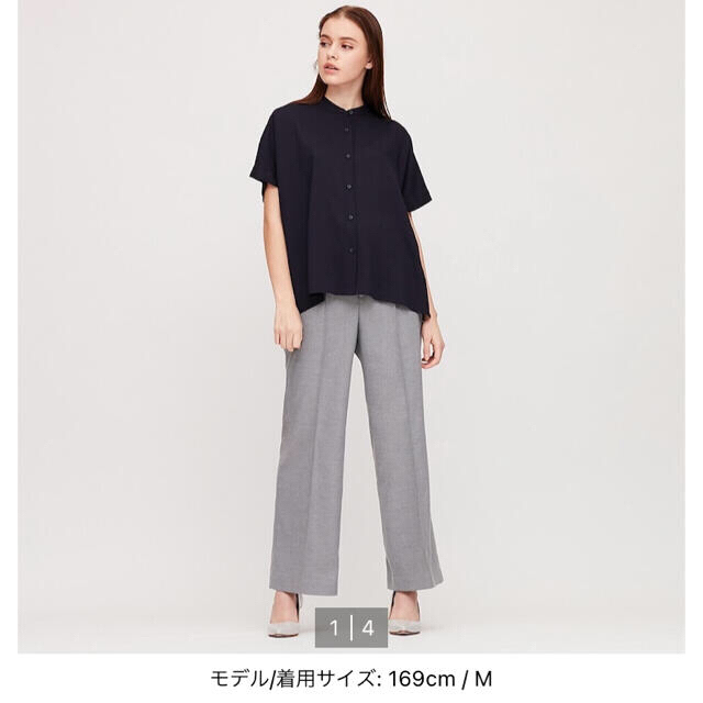 UNIQLO(ユニクロ)の【オンライン特別商品】レーヨンスタンドカラーブラウス 白 XXL レディースのトップス(シャツ/ブラウス(半袖/袖なし))の商品写真