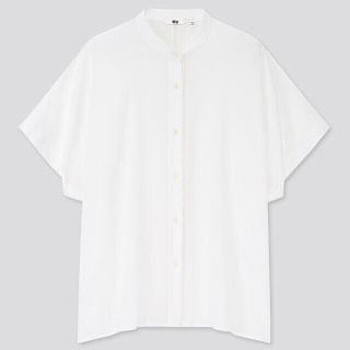 ユニクロ(UNIQLO)の【オンライン特別商品】レーヨンスタンドカラーブラウス 白 XXL(シャツ/ブラウス(半袖/袖なし))