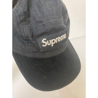 シュプリーム(Supreme)の2010s supreme シュプリーム キャップ リネン　つば部分スウェード(キャップ)