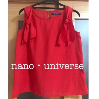 ナノユニバース(nano・universe)の匿名配送　夏コーデ　nano・universe 赤　リボン　ノースリーブ(カットソー(半袖/袖なし))