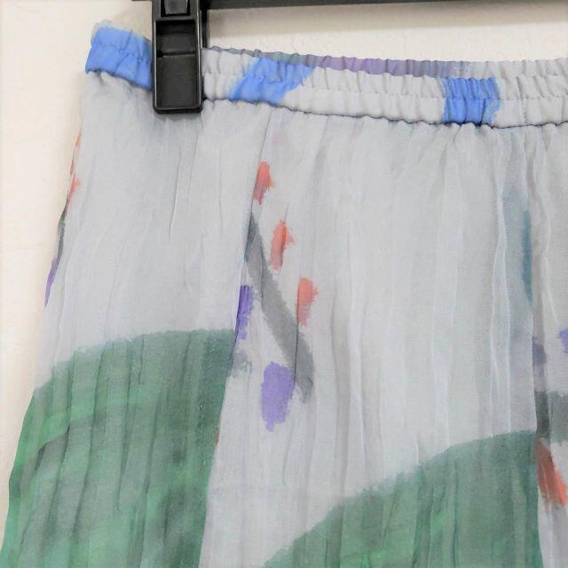 Sensounico(センソユニコ)のUSEDセンソユニコ手描き風爽やかイラストプリント膝下丈プリーツシフォンスカート レディースのスカート(ひざ丈スカート)の商品写真