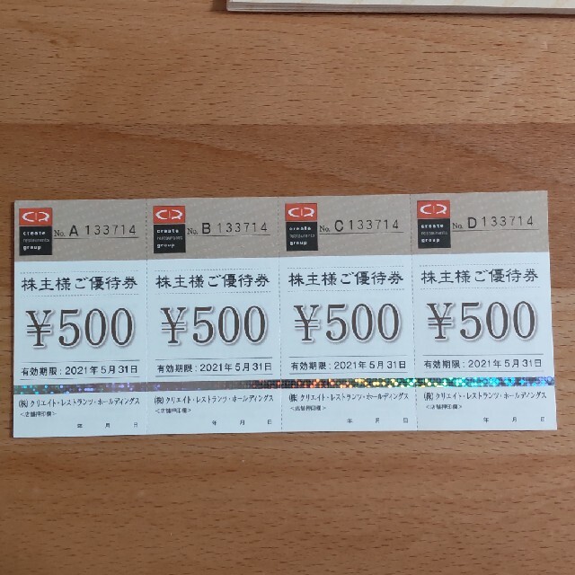クリエイト・レストランツ株主優待12000円分