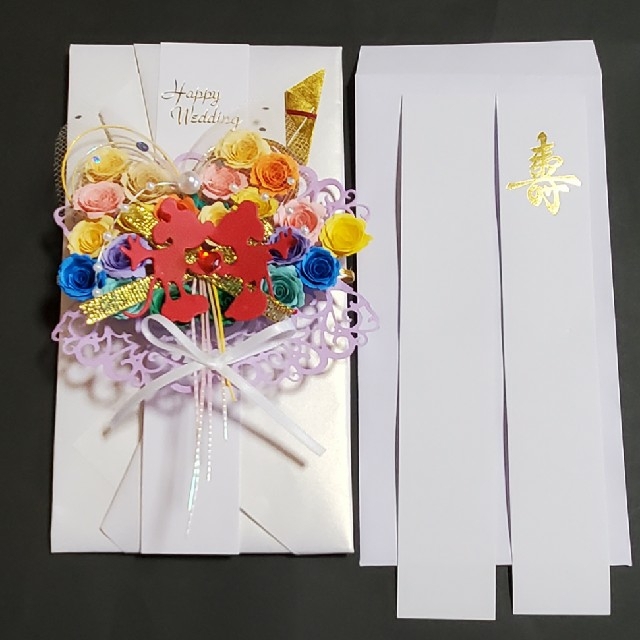 レメリア shopのオリジナル　花デコ ご祝儀袋 中サイズ　お祝い袋 送料込み ハンドメイドのキッズ/ベビー(その他)の商品写真