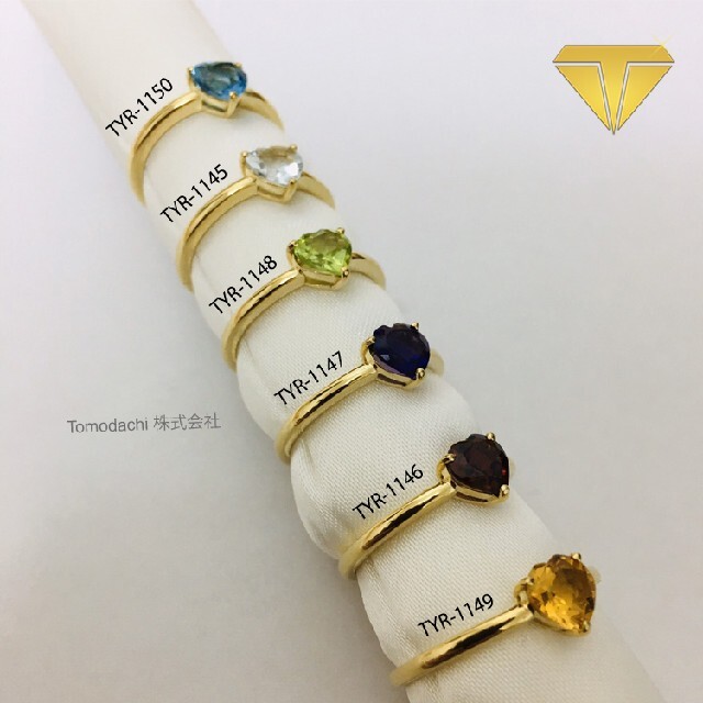 K18YG Heart Design Citrine レディースリング レディースのアクセサリー(リング(指輪))の商品写真