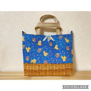 フランシュリッペ(franche lippee)の編みかご風切り替えトートバッグ＊コッカー＊ベルト付き(バッグ)