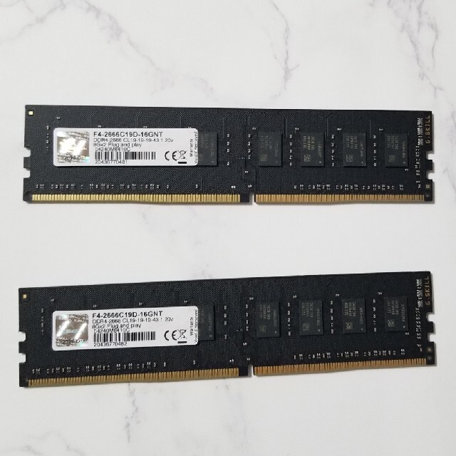 G.SKILL DDR4 2666 16G(8G×2枚)　デスクトップ　メモリ スマホ/家電/カメラのPC/タブレット(PCパーツ)の商品写真