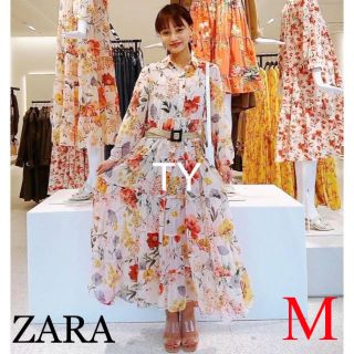 ラスト1 シアーフラワーワンピース　ロングワンピース Mサイズ 花柄ワンピース