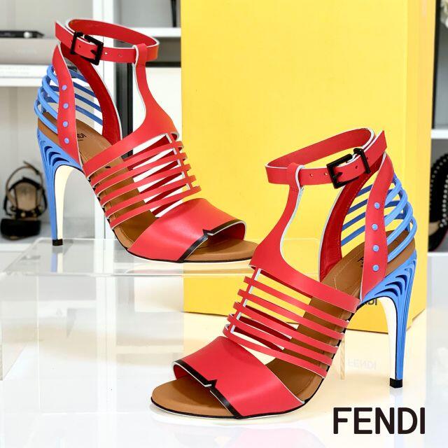 FENDI(フェンディ)の1339 美品 フェンディ レザー サンダル マルチカラー レディースの靴/シューズ(サンダル)の商品写真