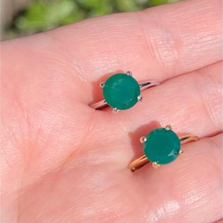 訳あり！2本セット　グリーンオニキス　ファセットカット　リング　8mm(リング(指輪))