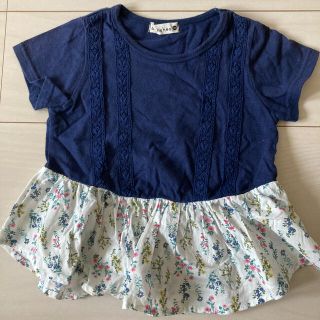 ブランシェス(Branshes)のTシャツ　カットソー　ペプラム　花柄　フリル　ブランシェス　100(Tシャツ/カットソー)