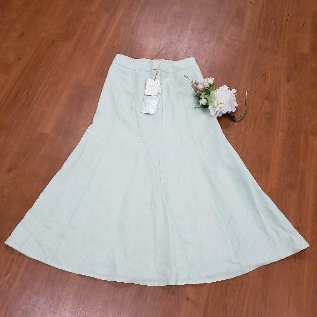 ヘェローパリ　麻ロングスカート　美しいペパーミントグリーン　未使用 2