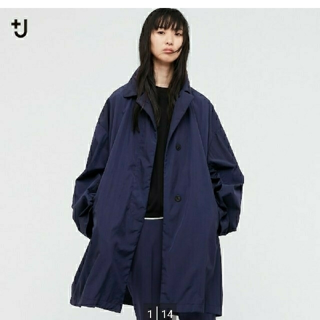 UNIQLO(ユニクロ)のユニクロ +J オーバーサイズライトコート ネイビー XS レディースのジャケット/アウター(スプリングコート)の商品写真