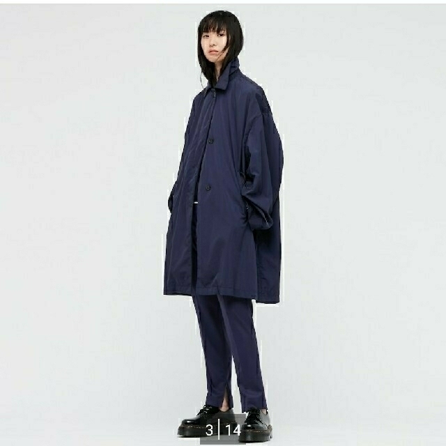 UNIQLO(ユニクロ)のユニクロ +J オーバーサイズライトコート ネイビー XS レディースのジャケット/アウター(スプリングコート)の商品写真