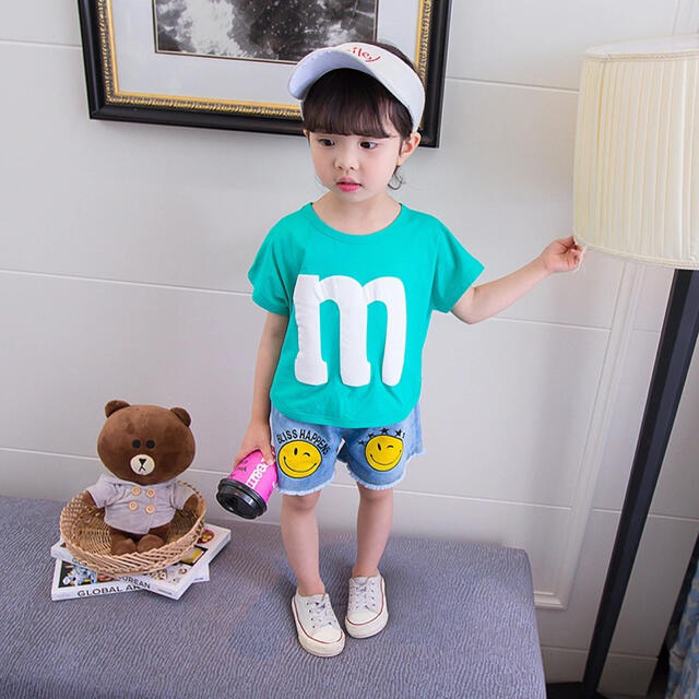 キッズ m&m'sトップス　半袖 Tシャツ 男女兼用 子供服夏物グリーン80 キッズ/ベビー/マタニティのベビー服(~85cm)(Ｔシャツ)の商品写真