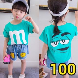 キッズ m&m'sトップス　半袖 Tシャツ 男女兼用 子供服夏物グリーン100(Tシャツ/カットソー)