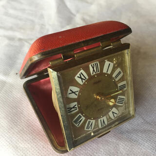 RHYTHM リズム手巻きトラベルアラーム時計 赤(置時計)