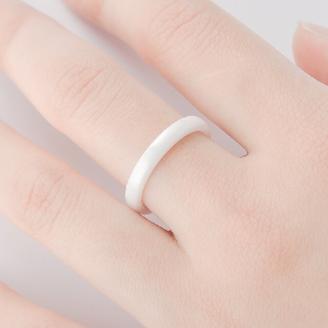 指輪　セラミックリング　高光沢ホワイト14号　3mm レディースのアクセサリー(リング(指輪))の商品写真