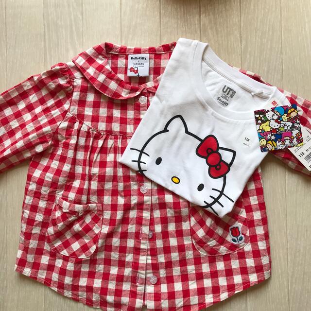 UNIQLO(ユニクロ)のkitty 長袖シャツ　Tシャツ　セット　110 キッズ/ベビー/マタニティのキッズ服男の子用(90cm~)(Tシャツ/カットソー)の商品写真