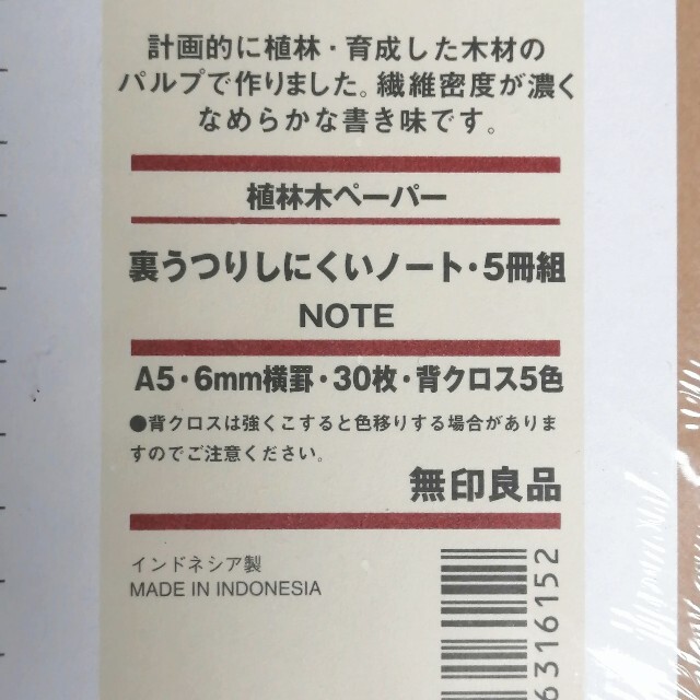 MUJI (無印良品)(ムジルシリョウヒン)の無印良品　裏うつりしにくいノート　5冊組×2 インテリア/住まい/日用品の文房具(ノート/メモ帳/ふせん)の商品写真