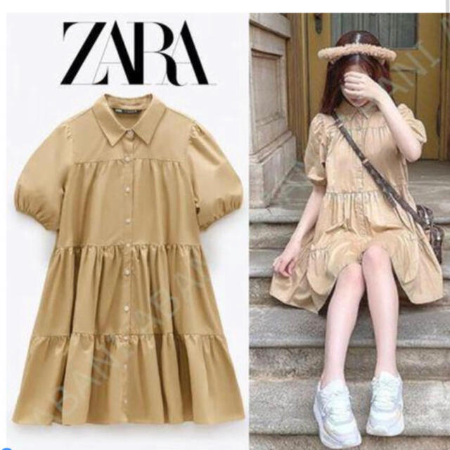 ZARA(ザラ)のZARA フレアワンピース　キャメル レディースのワンピース(ミニワンピース)の商品写真