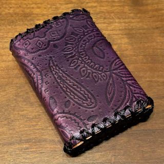 [本革] zippo用 レザーケース 革ケース 革巻き ボタニカルペイズリー柄(タバコグッズ)