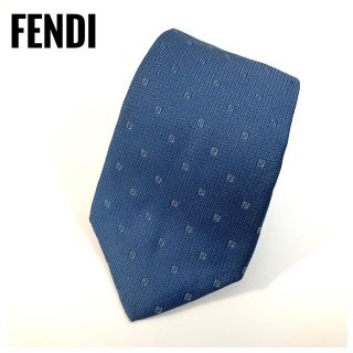 フェンディ(FENDI)のFENDI フェンディ ロゴ ネクタイ 青 水色 ブルー イタリア製 シルク(ネクタイ)