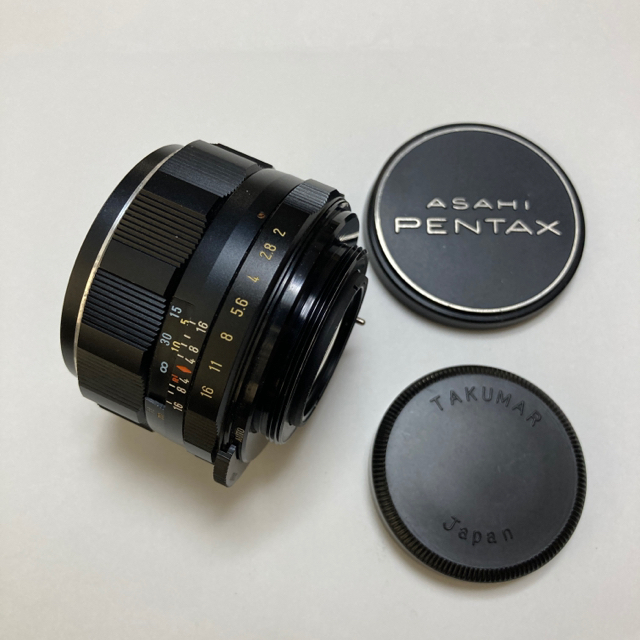 PENTAX(ペンタックス)の美品 黄文字　Super-Takumar 55mm F2 純正CAP タクマー スマホ/家電/カメラのカメラ(レンズ(単焦点))の商品写真